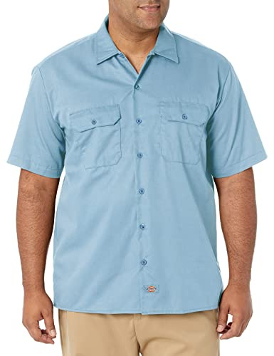 Dickies Men's Short Sleeve Work Shirt - Blue - Large