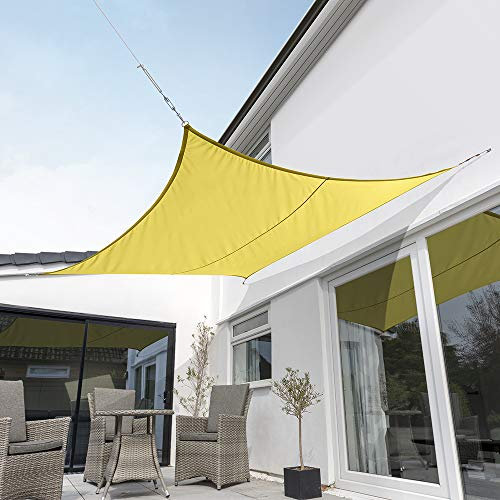 Kookaburra Waterproof Garden Sun Shade Sail Canopy in Yellow 98% UV Block (3.6m Square)