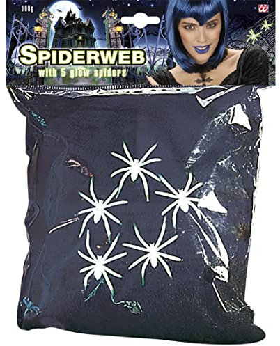Enter-Deal-Berlin 100 Gramm SPINNENWEBEN - SCHWARZ - MIT 5 GRÜNEN SPINNEN Halloween Deko