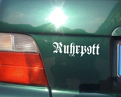 cartattoo4you® AK-01598 | Ruhrpott - Fraktur/altdeutsche Schrift | Autoaufkleber Aufkleber Freistehend, Farbe weiß, in 24 Farben erhältlich, 17 x 5 cm, Waschstrassenfest