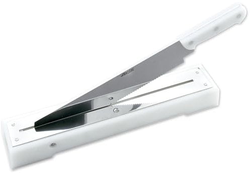ARCOS Corta Bacalao y Corta Pan de Acero Inoxidable 440 Mm y Mango de Polietileno Blanco. Utensilio Profesional para Cortar Rebanadas