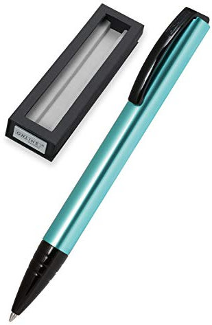 ONLINE Drehkugelschreiber Vision Magic mit internat. Großraummine Strichstärke M (mittel), Schreibfarbe schwarz, aus Aluminium im Metallic-Look, in hochwertiger Geschenkbox | Farbe: Türkis