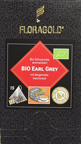 FLORAGOLD Pyramidenbeutel schwarzer Tee Bio Earl Grey, 1er Pack (1 x 38 g)