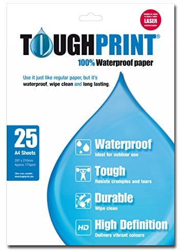 Memory Map Toughprint wasserfestes Papier – 25 x A4-Blätter, weiß