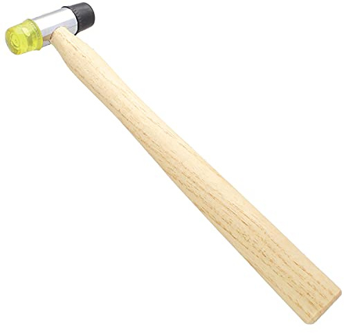The Beadsmith Plastic-Rubber Jewelers Hammer - 9.5 Inches Wooden Handle - 61mm, 3oz Head, 17mm Faces - Use to Flatten and Shape Sheet Metal and Wire with No Risk of Marring