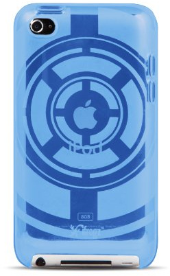 iFrogz iPod Touch 4 Soft Gloss Case - Blau Huelle aus TPU radial geaetztes Muster hebt Apfellogo hervor
