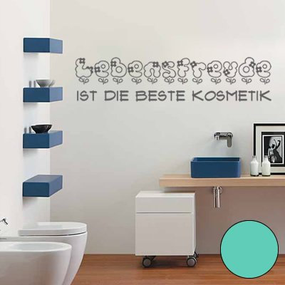 Adhesivo de pared A352 Lebensfreude (disponible en 40 colores y 4 tamaños), vinilo, verde menta, 150cm x 34cm