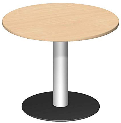 Konferenztisch, rund mit Säulenfuá, Durchm.xH 900x 720 mm, Plattenfarbe buche, Säule silber, Tellerfu