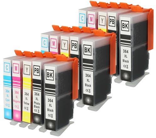 vhbw 15x Tintenpatronen kompatibel mit HP Photosmart B010, B109, B109a, B010A Drucker - Set Cyan, Magenta, Yellow, Schwarz, Photo Schwarz (Kompatibel)