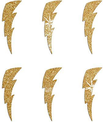 24 Lightning Bolt Stoff Glitzer Stoff zum Aufbügeln, Transfer Aufnäher 2,5 cm gold