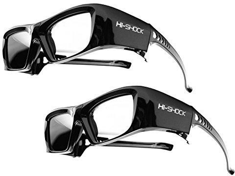 2x Hi-Shock RF Pro Black Diamond lunettes actives 3D pour vidéoprojecteurs 3D compatibles avec Sony, Epson, JVC - TDG-BT500A, TY-ER3D5ME / TY-ER3D6M - ELPGS03-120 Hz - rechargeable