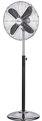 ARDES - AR5C40PBH Ventilatore a Piantana Silenzioso 4 Pale CHROME 40PB - Ventilatore Ardes Piantana con Ampia Base - Oscillante, Inclinabile e Comando Manuale - Ventilatore a Stelo Ardes 3 Velocità