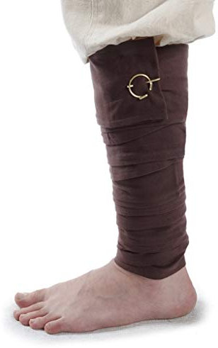 HEMAD Mittelalter Wadenwickel Set mit Fibeln aus Fester Baumwolle, Braun, Einheitsgröße