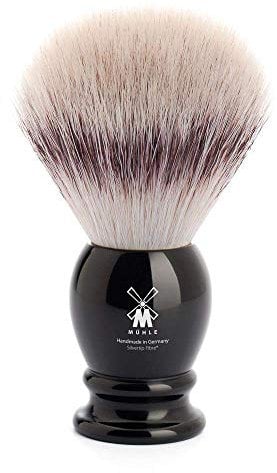 Mühle Brocha de afeitar clásica con fibra Silvertip, grande, mango de resina preciosa, hecha a mano, vegana