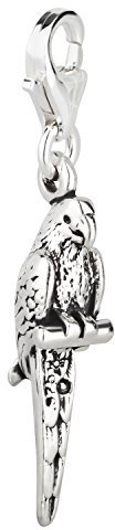 Charm Anhänger Papagei aus 925 Sterling Silber (24x7mm)