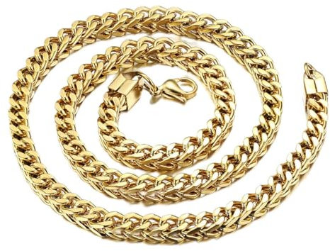 JewelryWe Schmuck Herren Kette, Edelstahl Biker Königskette Halskette, Gold, Breite 6mm, Länge 56cm