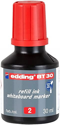 edding BT 30 Nachfülltinte Whiteboardmarker - rot - 30 ml - mit Kappilarsystem, ideal zum sauberen und unkomplizierten Nachfüllen fast aller edding Whiteboardmarker