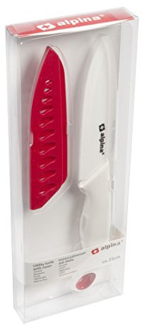 Alpina CE2601006 Kochmesser mit Etui, Keramik, Weiß, 24 cm
