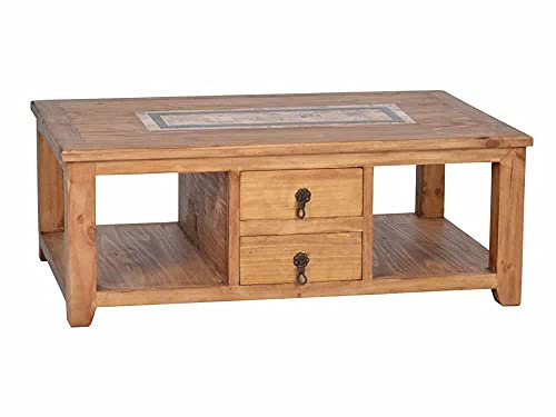 MiaMöbel Couchtisch Mexico Möbel 120x45x80 cm Landhausstil Massivholz Pinie Honig