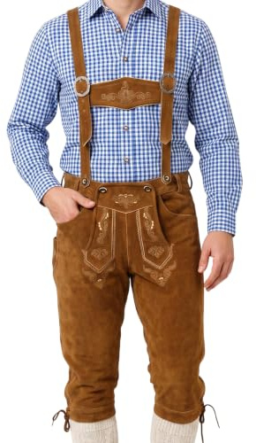 German Wear Trachtenlederhosen Trachten Lederhose Kniebundhose Trachtenhose mit Hosenträger