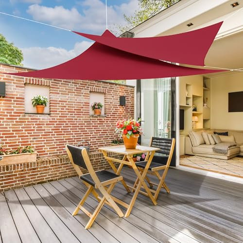 jarolift Sonnensegel Dreieck Gleichschenklig, Wasserabweisend, Sonnenschutz Sichtschutz für Terrasse Garten Balkon, Polyestergewebe 500 x 500 x 500 cm, Weinrot