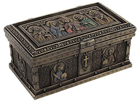 Veronese Design Traditionelle katholische religiöse Schmuckschatulle, 12,7 cm L x 7,6 cm B x 5,1 cm H, braun, mit Deckel, 63,5 Kubikzoll