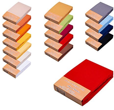 AVANTGARDE Premium SPANNBETTLAKEN √ 2er-Set je 180x200-200x220 √ hoher 40cm Steg √ auch für Wasserbett und Boxspringbett √ Spannbettlaken sehr Gute 195g/m² √ 97% Baumwolle / 3% Elastan (2X Rot)