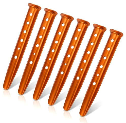 Cosmos® Pack of 6 Orange Color Aluminum Tent Stakes for Camping/Trip/Hiking/Backpacking or Other Outdoor Activities in Sand or Snow