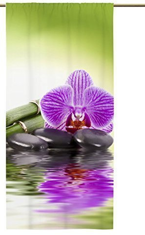 Vorhang Orchidee Green, mit Zugband, Blickdicht, Übergardine, Dekoschal Hochwertiger Digitaldruck 140 cm Breit 245 cm Hoch