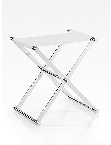 JOOP! BATHLINE, Hocker Chrom u. Lederimitat Weiss geprägt, Weiss u. Chrom
