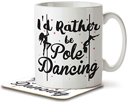 The Inky Penguin - I'd Rather Be Pole Dancing - Dancer Mug and Coaster, Ceramic, 11fl. oz.