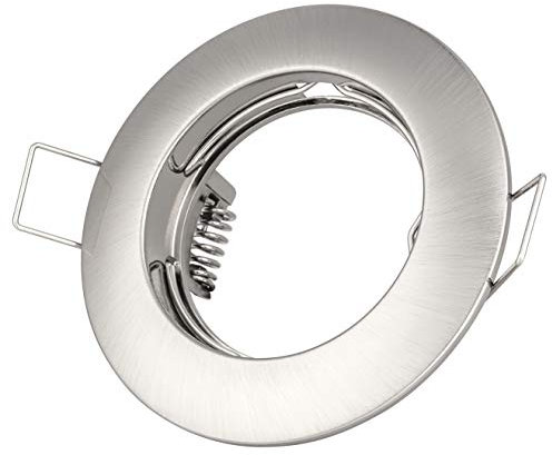 JungesLicht Einbaustrahler rund Aluminium gebürstet 80mm, für 60-70mm Bohrloch, Einbautiefe 60mm, GU10 Fassung inklusive, ohne Leuchtmittel, nicht schwenkbar, Einbaurahmen IP20, LED geeignet
