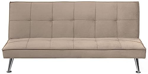 Beliani 3-Sitzer Sofa mit Schlaffunktion Stoff sandbeige Schlafsofa ohne Armlehnen Hasle II