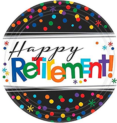amscan 541552 Happy Retirement Dessert Paper Plates 17cm - 8 Pcs