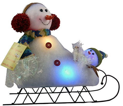 Christmas Concepts® 32cm Pupazzo di neve su slitta Decorazioni natalizie con Cololur che cambia le luci a LED
