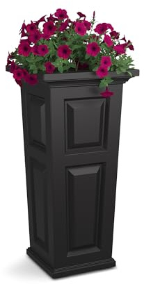 Mayne Nantucket 32in Self-Watering Tall Square Planter, Black
