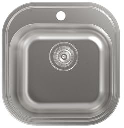 Cata | Fregadero de Acero Inoxidable | Fregadero Modelo CS-1 | Ancho de 45 cm | Fregadero Sobre Encimera | 1 Cubeta Cuadrada