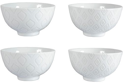 SEMA 97715 Ice Bol X4 avec 2 Assortis Céramique Blanc 11,5 x 11,5 x 13,5 cm