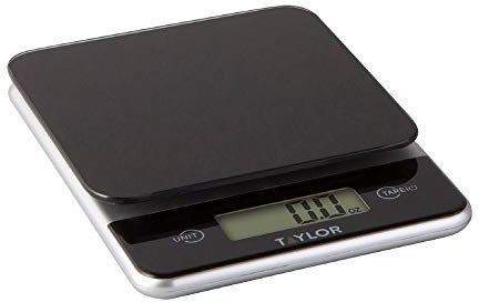 Taylor Glass Top Food Scale with Touch Control Buttons, 11 lb Capacity, Black
