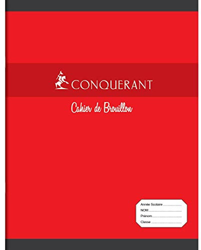 CONQUÉRANT Lot de 3 Cahiers de brouillon 17 x 22 cm 48 pages 60g grands carreaux rouge