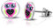 Bungsa Pinke Eule Ohrstecker niedlich silber 10mm - 1 Paar Edelstahl (Ohrringe Ohrschmuck Ohrklemmen Owl Damen Frauen Herren Mode Studs Earrings)