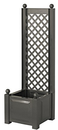 KHW 11250 Pflanzkasten mit Rank- und Sichtschutzspalier, 140 cm hoch, 43 cm breit, 43 cm tief, anthrazit