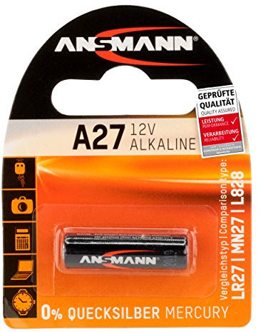 ANSMANN Pile alcaline A27 12V (1 pce) – Pile alcaline 12V pour caméra numérique, ouverture de garage, balance digitale, etc. – Pile jetable à hautes performances