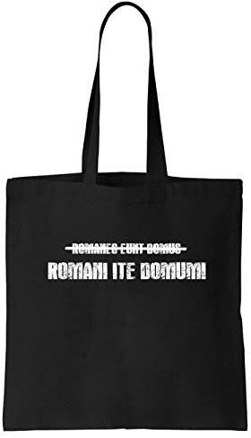 clothinx Brian Romani Ite Domum – Römer geht nach Hause | Tolles Geschenk für Latinisten Latein Lehrer und Kino-Fans | Kult Design Zum Beliebten Filmklassiker Stoff-Tasche Schwarz