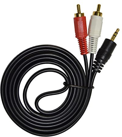 HQRP 3.5mm Jack to 2 RCA Plugs Audio Y Cable Splitter for Connecting Media Players To Stereo Receiver Or Speakers, 4 feet Stereo Cord Coaster