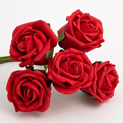 Italian Options Colourfast Artificial Foam Rose Flowers Wedding Bouquet, 5cm, Red