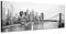 Wandbild schwarz weiß auf Leinwand als Panorama in 120x40 cm New York und Brooklyn Bridge Hängebrücke über den East River Manhattan Skyline in New York City! bestforhome Das Beste für Ihre Wand!