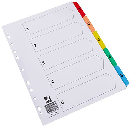 Q Connect 1–5 A4 verstärkten Multi Farbe Index Multi gestanzten Registern