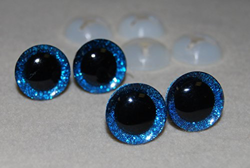celloexpress 3D Blue 16mm Glitter Sparkle Eyes with Plastic Backs - Safety Glitter Sparkle Eyes for Soft Toy or Teddy Bear Making - Pack of 2 Pairs
