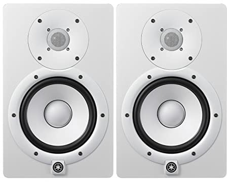 YAMAHA HS7W 6.5-Inch Powered Studio Monitor (White) - 2 Pack - XLR Connectivity - 30 kHz High-End - 95W Power - Minimalist Style - Studio Monitor Speakers